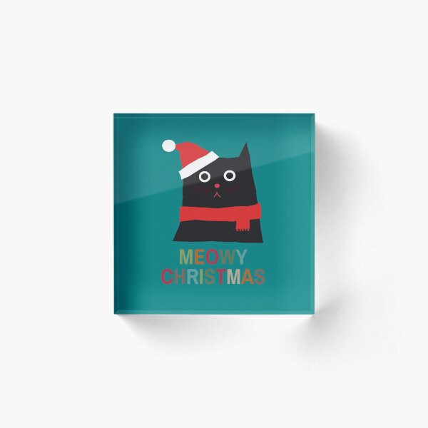 Meowy Christmas Acrylic Block