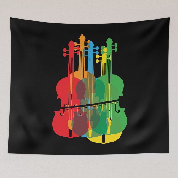 Aperçu de l'œuvre Multicolored Violins Birthday Gift For Musicians créée et vendue par StunningDesigns.
