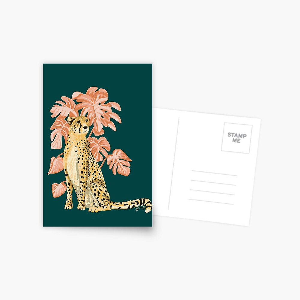 Pink Palm Cheetah Postcard