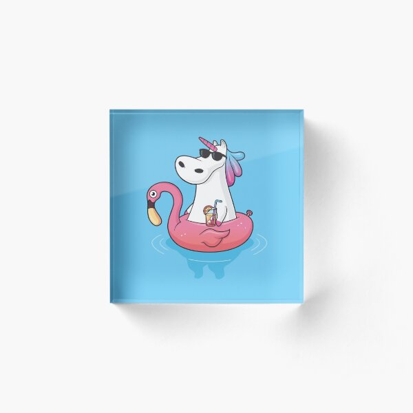 Pool Party Unicorn Acrylic Block