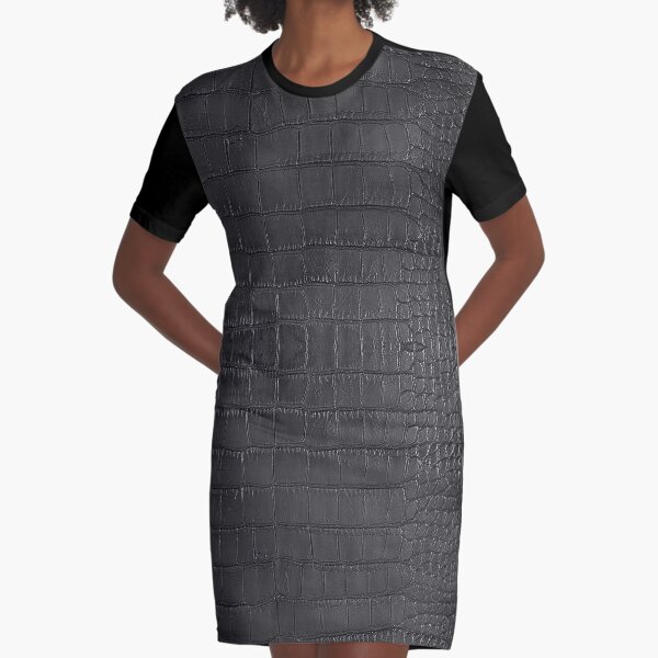 Black Alligator Skin Graphic T-Shirt Dress
