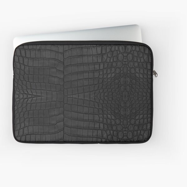 Black Crocodile Leather Print Laptop Sleeve