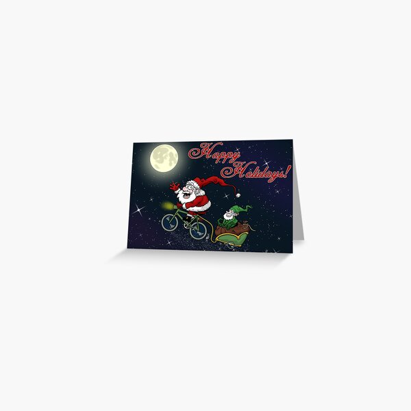 Santa on bike Greeting Card