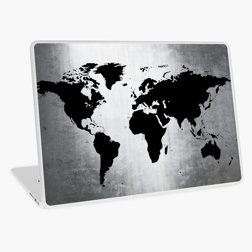 World Map Metal Laptop Skin