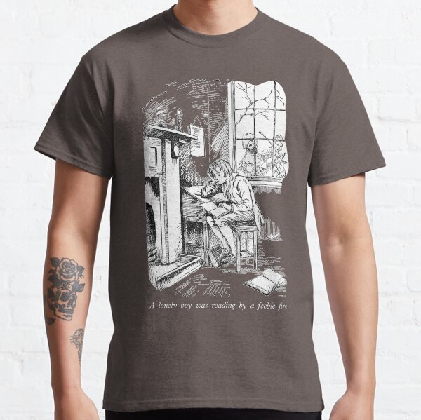 A lonely boy was reading by a feeble fire. Classic T-Shirt