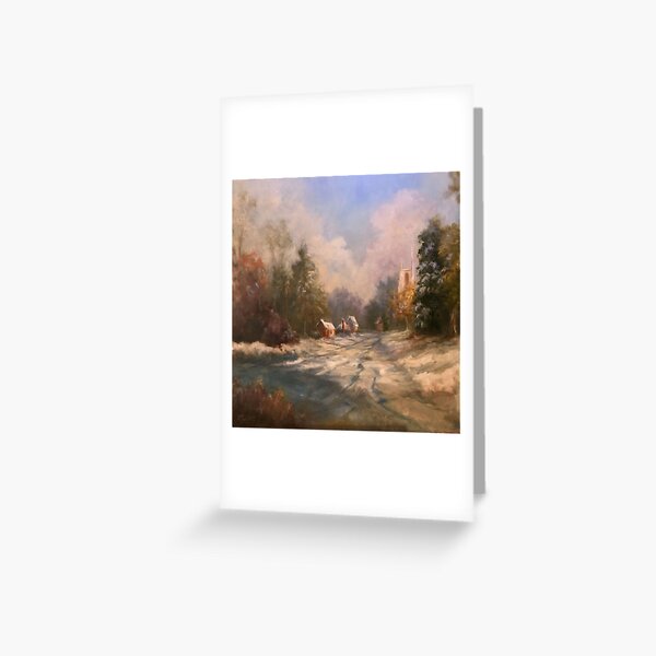 First Snow of the Season, Castle Coombe Greeting Card
