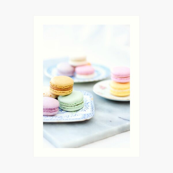 Pretty Pastel Macarons on Vintage Plate 2 Art Print