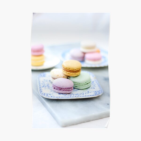 Pretty Pastel Macarons on Vintage Plate 1 Poster