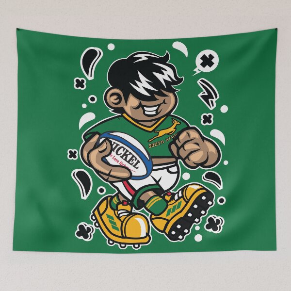 Item preview, South African Rugby player funny cartoon character t-shirt sport. designed and sold by Nickelparis.