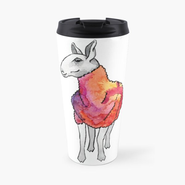 Psychedelic sheep: Blue Faced Leicester, red/violet Travel Coffee Mug