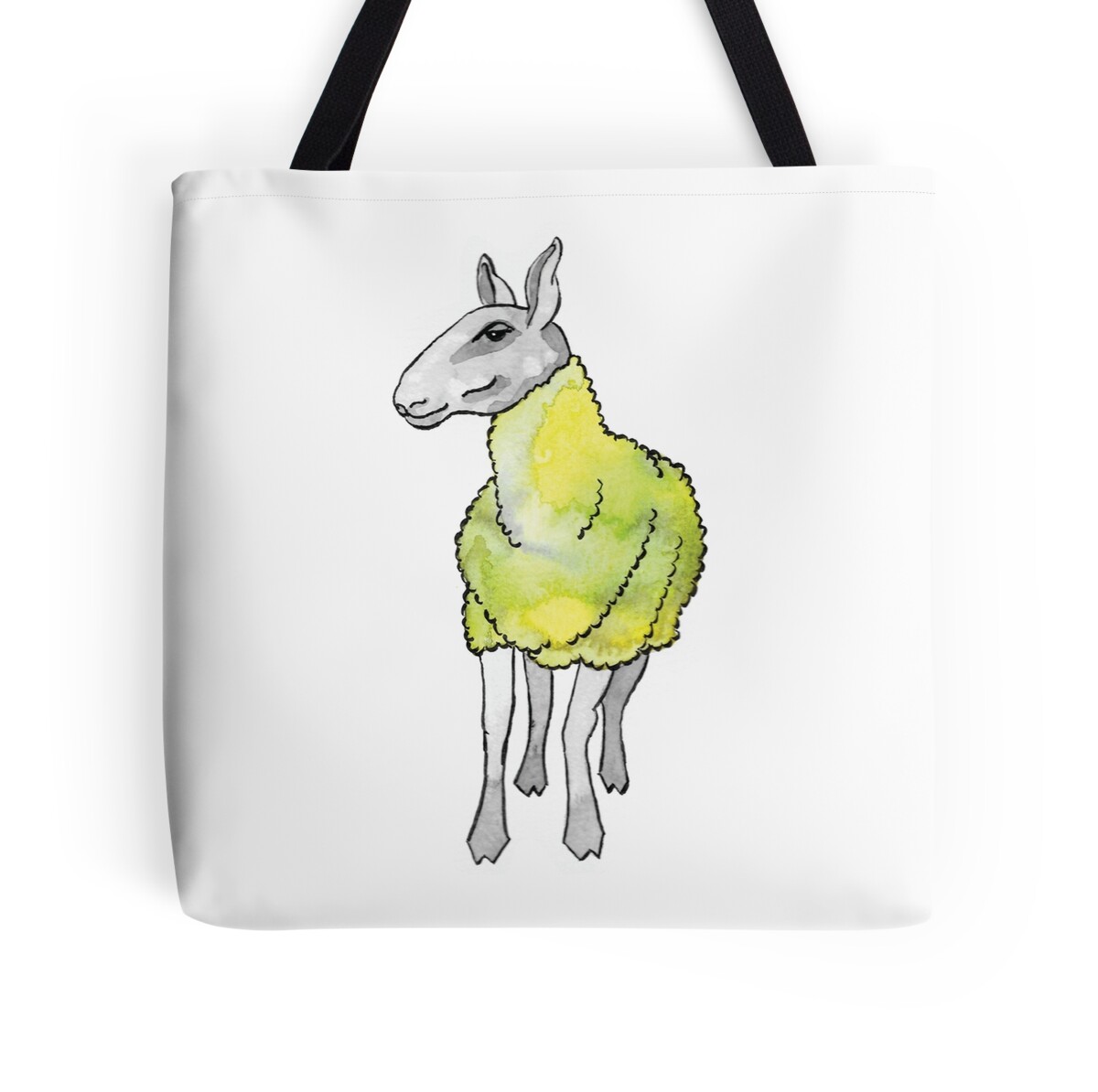"Psychedelic sheep Blue Faced Leicester, yellow/green" Tote Bags by mercedesknits Redbubble