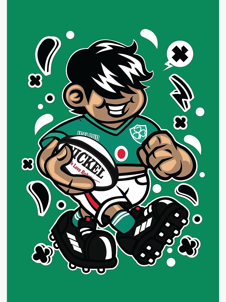 Ireland Rugby T Shirt Funny Irish Cartoon Character Playing For Fun Greeting Card By Nickelparis Redbubble