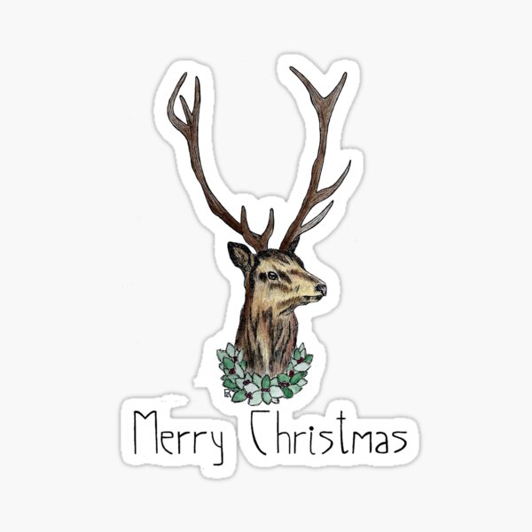 Festive Stag- Greeting Sticker