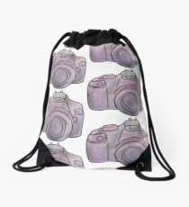 Pastel Camera Drawstring Bag