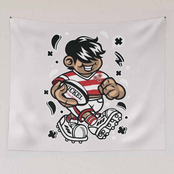 Item preview, Japan Rugby T-shirt - Funny Japanese Cartoon Character Playing Rugby Match for Fun! designed and sold by Nickelparis.