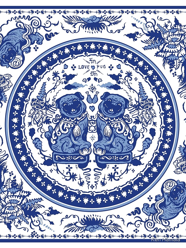 Pugs in Chinese Porcelain by nokhookdesign