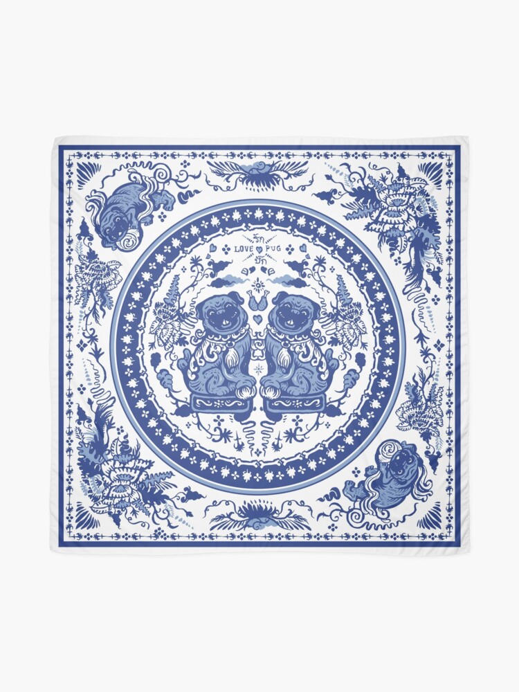 Alternate view of Pugs in Chinese Porcelain Scarf