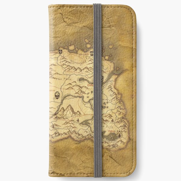 Skyrim Worn Parchment Map iPhone Wallet