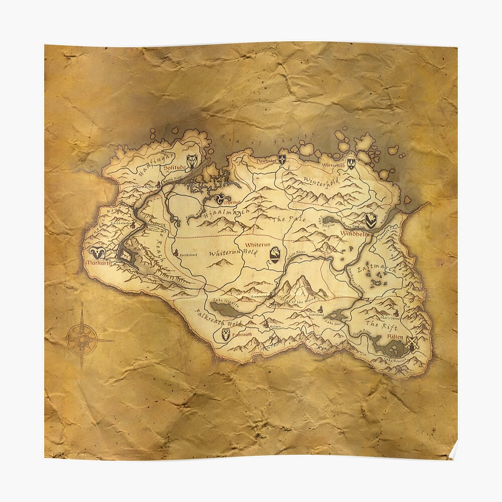 Skyrim Worn Parchment Map Sticker By Ccb9951 Redbubble