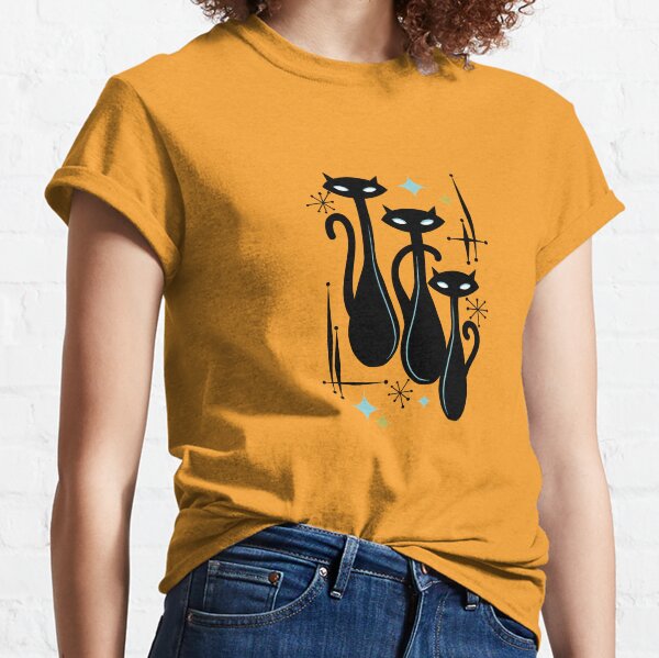 Item preview, Effervescent Orange Atomic Age Black Kitschy Cat Trio  designed and sold by BunnyThePainter.