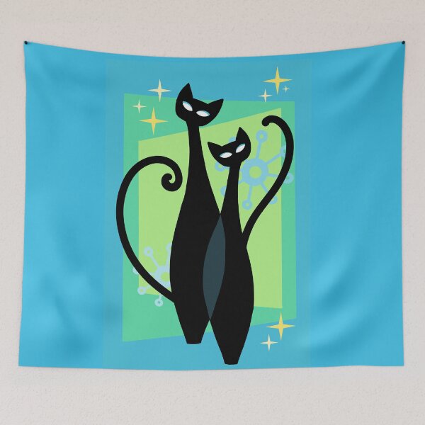 Item preview, Sassy Sparkling Atomic Age Black Kitschy Cats designed and sold by BunnyThePainter.