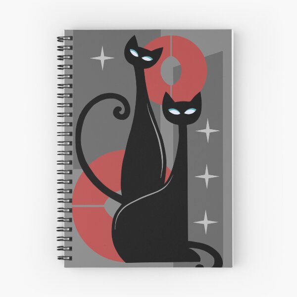 Item preview, Modern Meows Atomic Age Black Kitschy Cats designed and sold by BunnyThePainter.