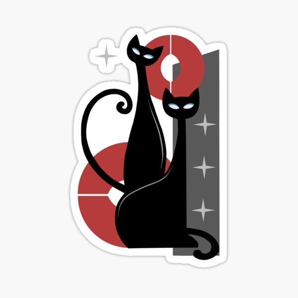 Modern Meows Atomic Age Black Kitschy Cats Sticker
