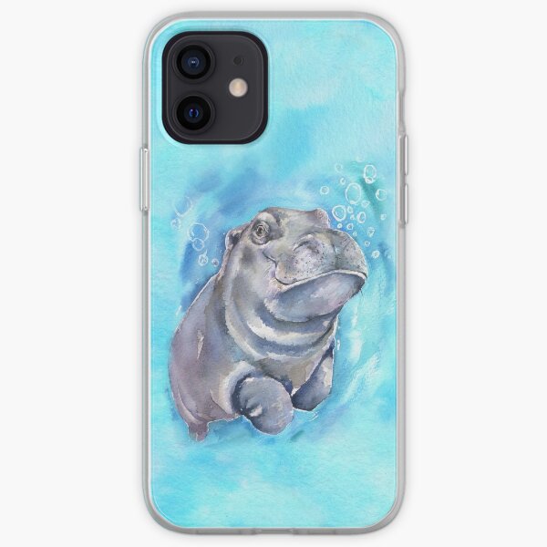 Hippo Baby watercolor art from George Dyachenko iPhone Soft Case