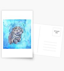 Flusspferd-Baby-Aquarellkunst von George Dyachenko Postkarten