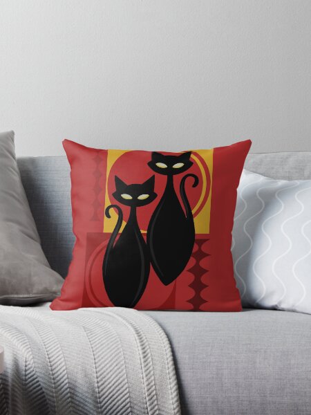 Item preview, Devilishly Delightful Atomic Age Black Kitschy Cats designed and sold by BunnyThePainter.