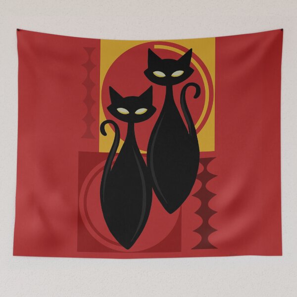 Item preview, Devilishly Delightful Atomic Age Black Kitschy Cats designed and sold by BunnyThePainter.