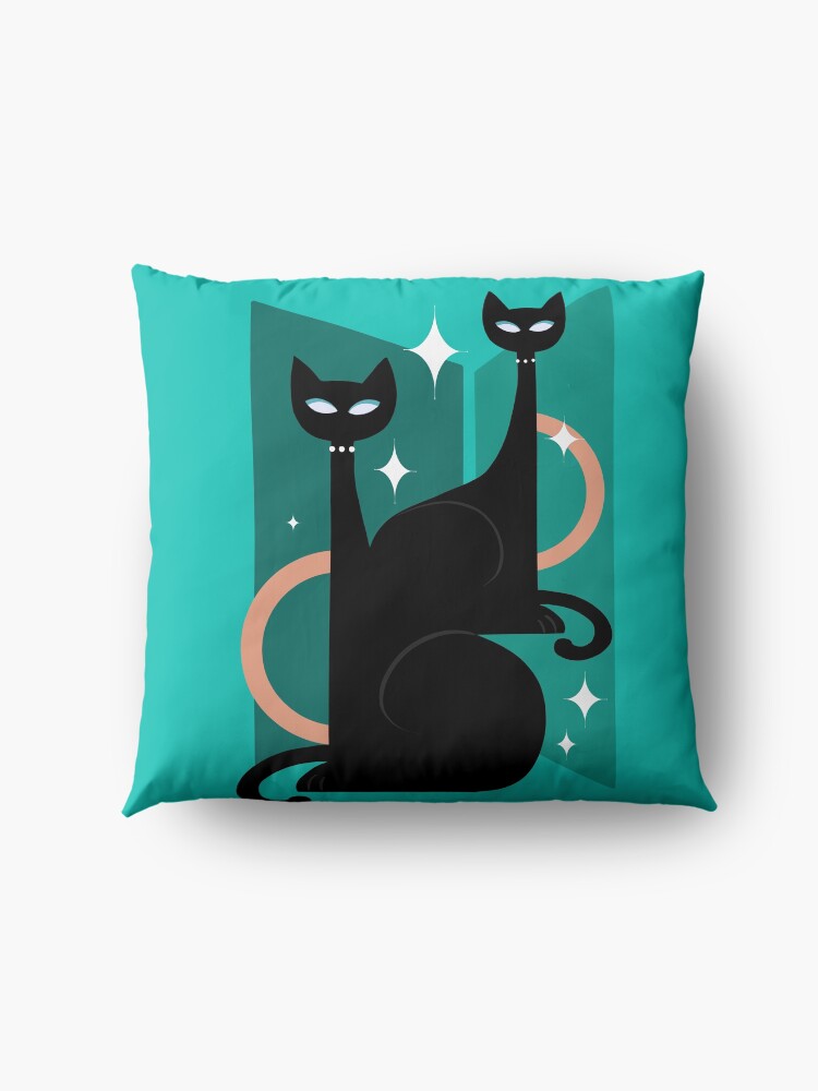 Alternate view of Fashionable Felines Atomic Age Black Kitschy Cats Floor Pillow