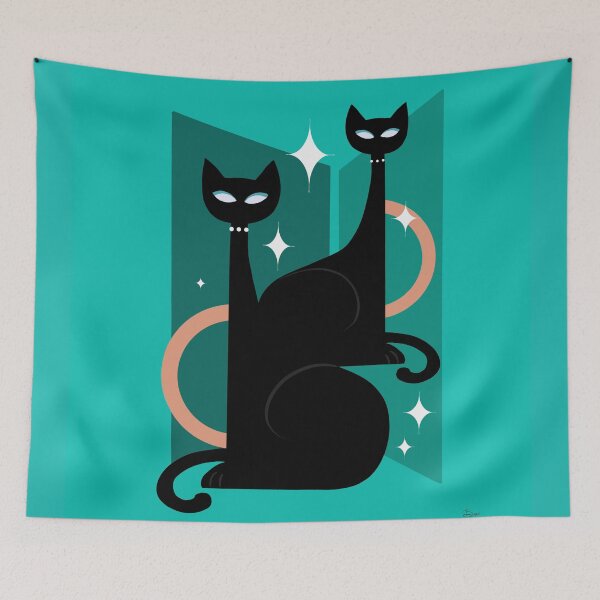 Item preview, Fashionable Felines Atomic Age Black Kitschy Cats designed and sold by BunnyThePainter.