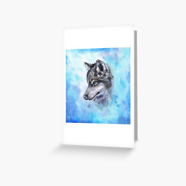 Wolf watercolor art from George Dyachenko Greeting Card