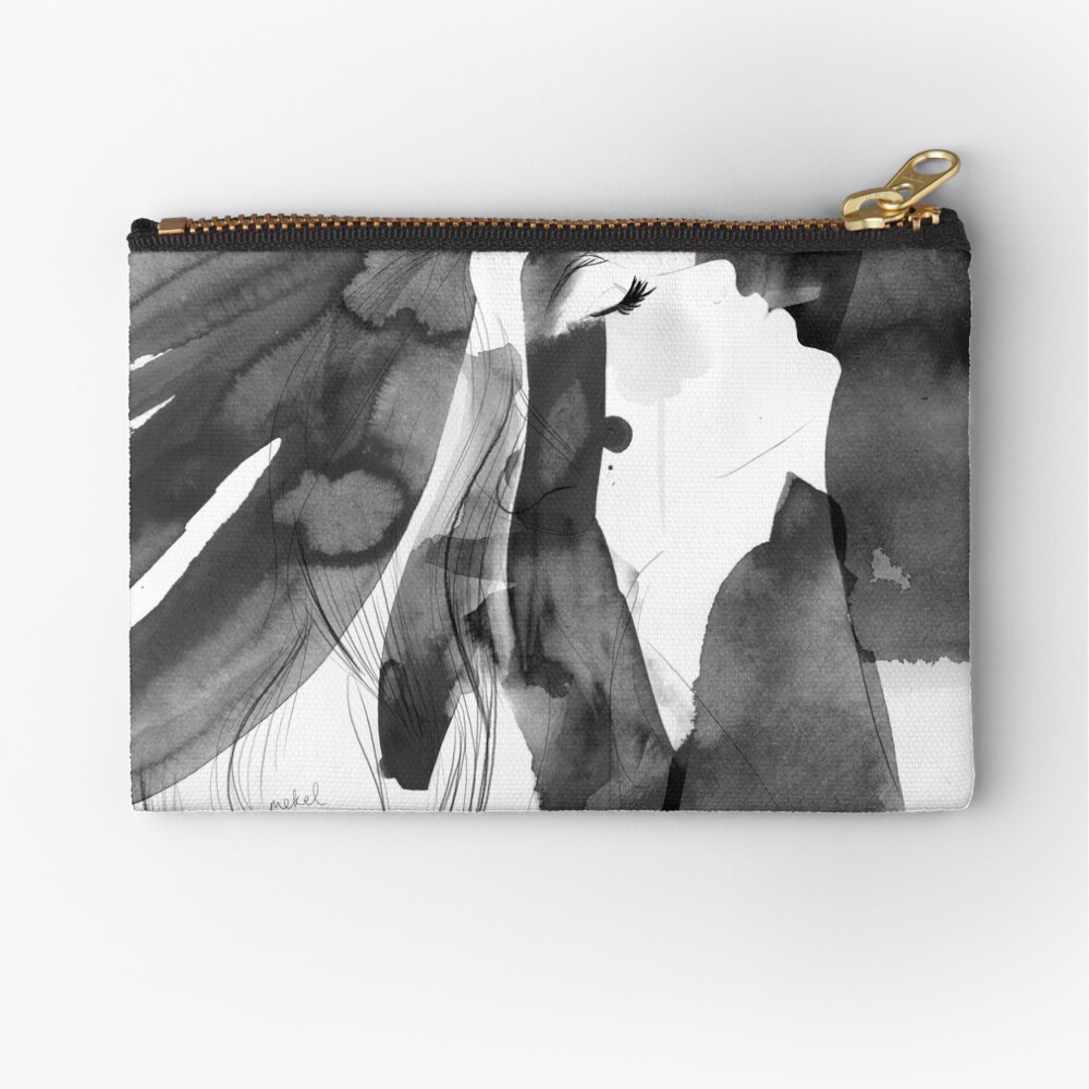 black and white bella Zipper Pouch