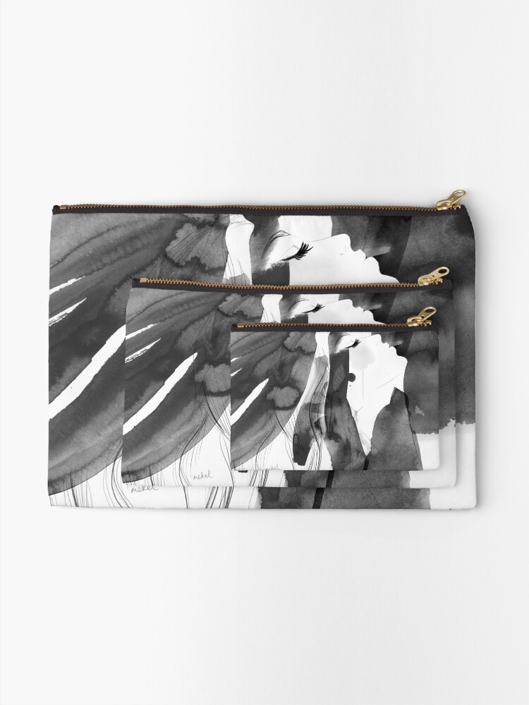 Alternate view of black and white bella Zipper Pouch
