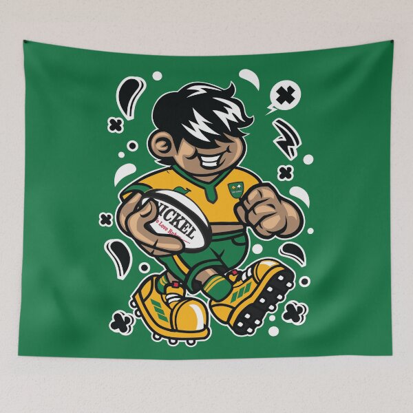 Item preview, Australia Rugby T-shirt - Funny Aussie / Ozzie Cartoon Character Playing a Rugby Match for Fun! designed and sold by Nickelparis.