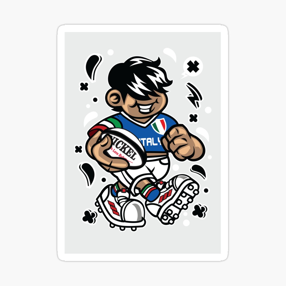 Italy Rugby T-shirt - Funny Italian Cartoon Character Playing a Rugby Match for Fun! Italy Rugby T-shirt - Funny Italian Cartoon Character Playing a Rugby Match for Fun!