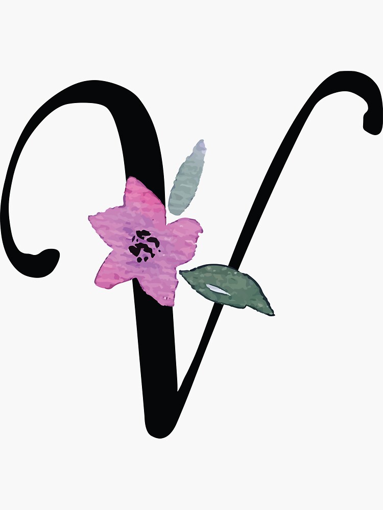 Floral Monogram V Sticker for Sale by MaPetiteFleur