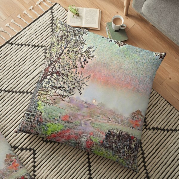 Rising Moon, Setting Sun. Floor Pillow