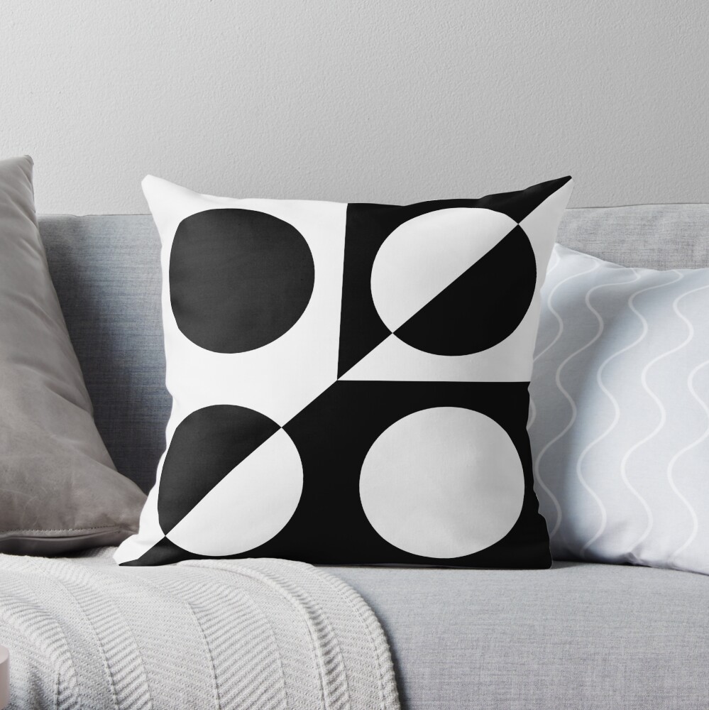 Black and white pillow, half moon mid century design, modern pillow, I –  Velvet Atelier Design