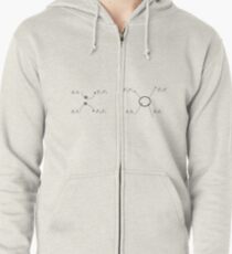 The figure shows the motion of two classical electrons and how this process is considered in quantum electrodynamics Zipped Hoodie
