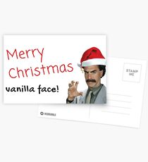 Borat Christmas card, Merry Christmas vanilla face, Gifts, Presents, Sticker packs, Girlfriend, Boyfriend, Husband, Wife, Sister, brother, Best friend Postcards