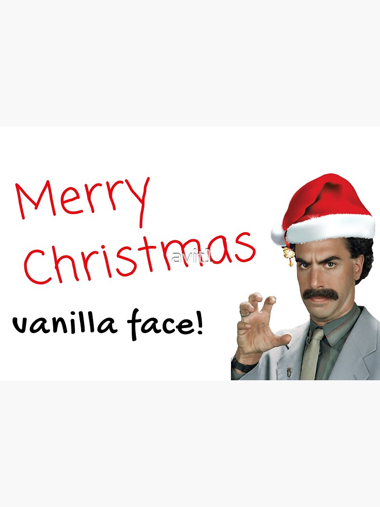 "Borat Christmas card, Merry Christmas vanilla face, Gifts, Presents