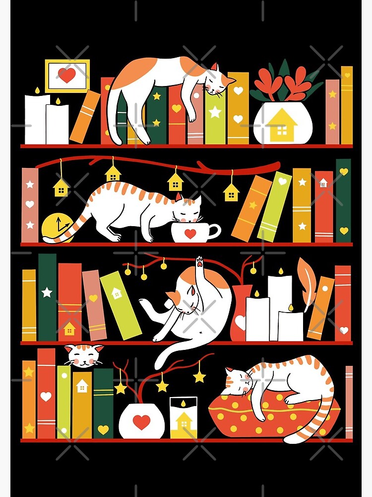 Library cats - autumn colour version by Elenanaylor