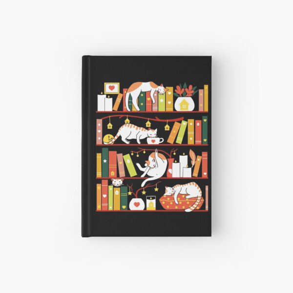 Library cats - autumn colour version Hardcover Journal