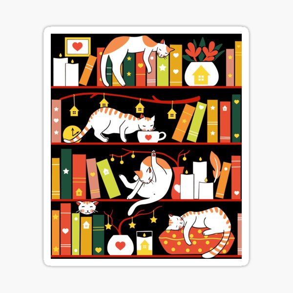 Item preview, Library cats - autumn colour version  designed and sold by Elenanaylor.
