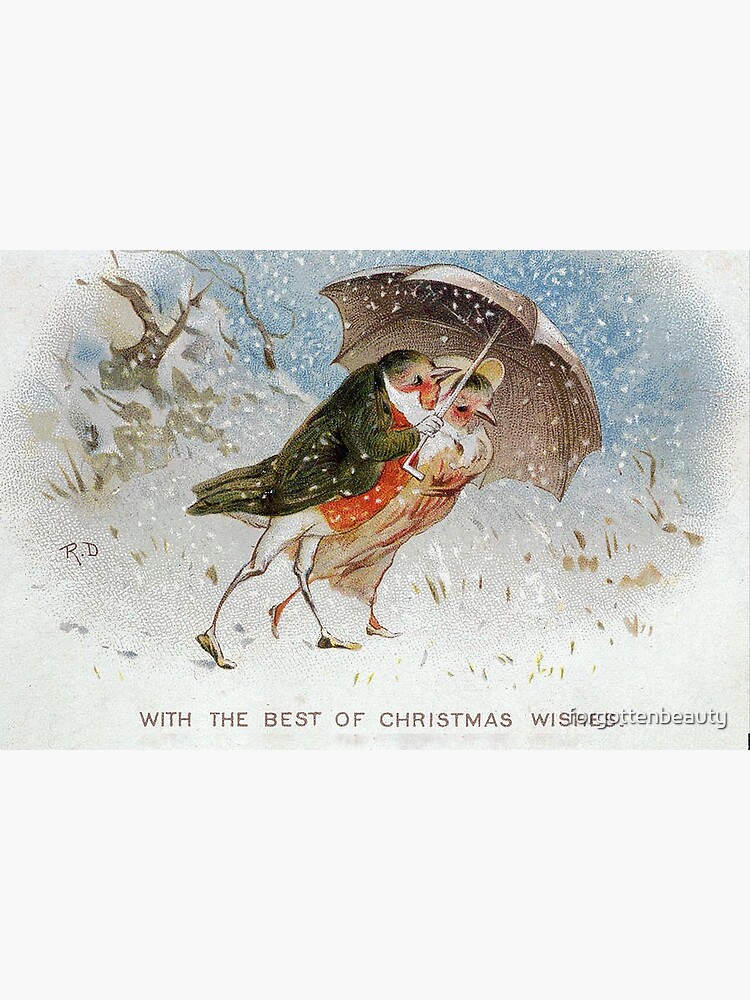 Victorian Christmas Bird Couple in the Snow  Greeting Card for Sale by  forgottenbeauty