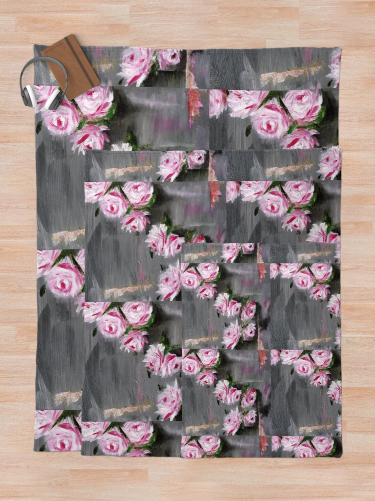 Thumbnail 5 of 6, Throw Blanket, Pink Roses seamless pattern, Beautifulview designed and sold by DiensDesign.