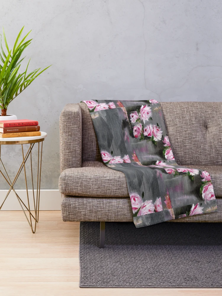 Thumbnail 2 of 6, Throw Blanket, Pink Roses seamless pattern, Beautifulview designed and sold by DiensDesign.